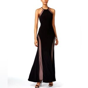 Nightway Illusion Halter Gown open back in black Women’s size 10